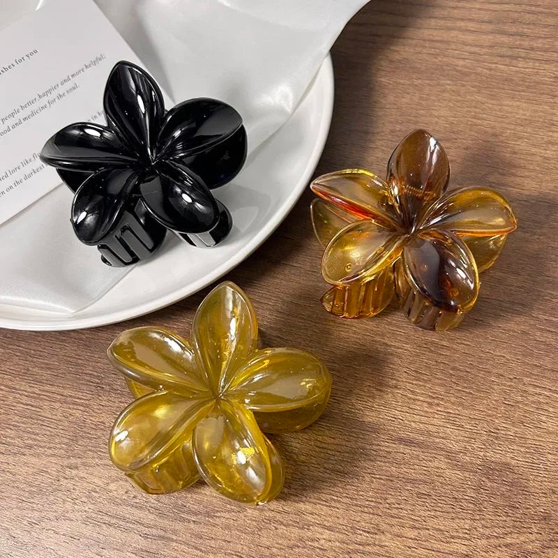 Vintage Brown Flower Hair Claw Clip