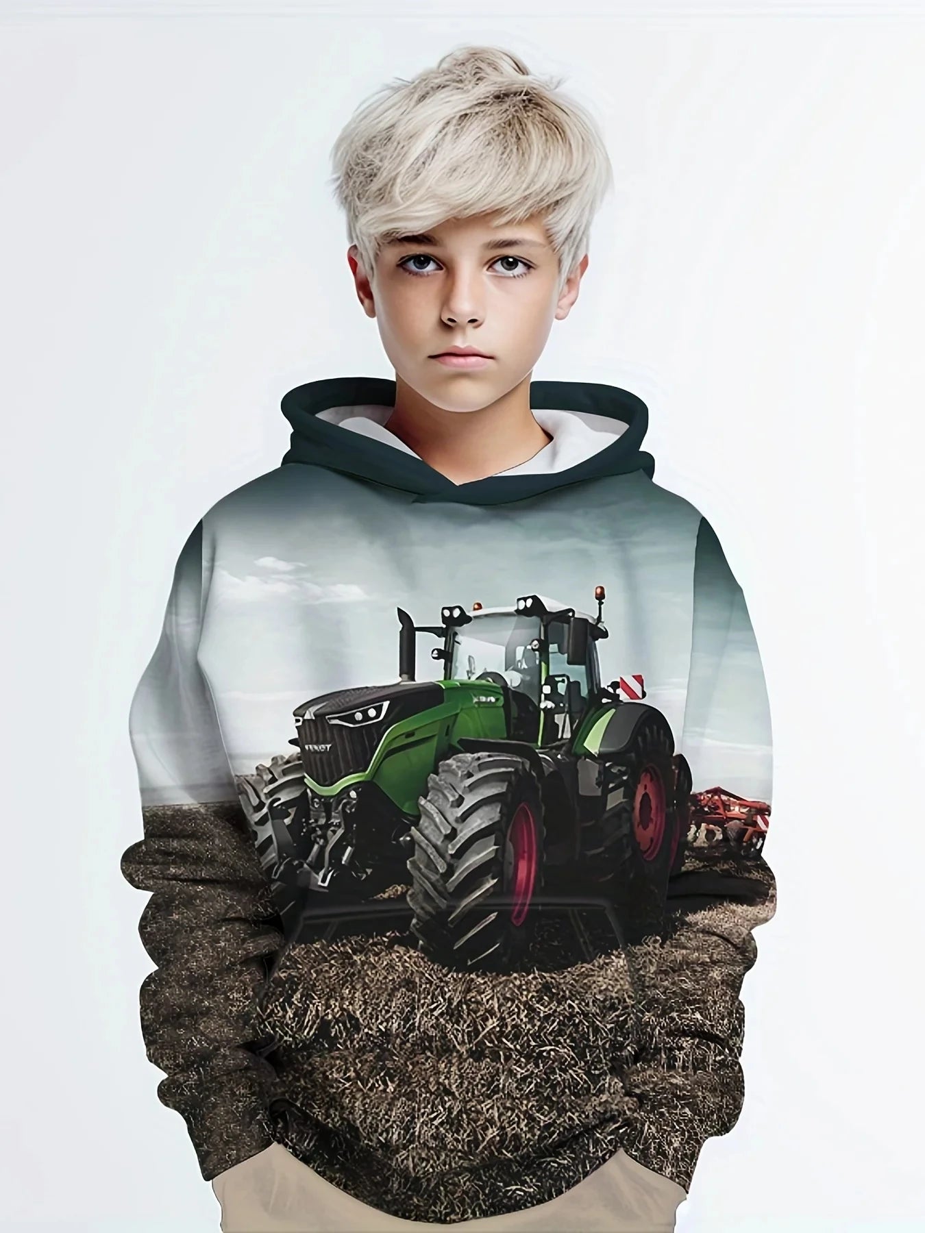 3D Truck Print Kids Oversized Hoodie