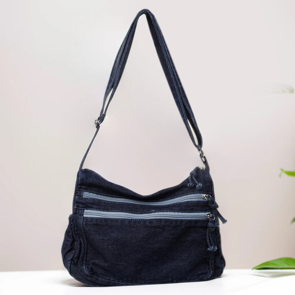 Women Denim Large Crossbody Messenger Bag