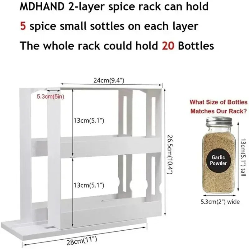 2-Tier Rotating Spice Storage Organizer