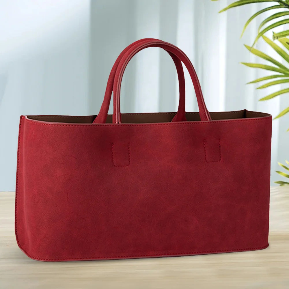 Multi-Pocket Suede Shoulder Handbag