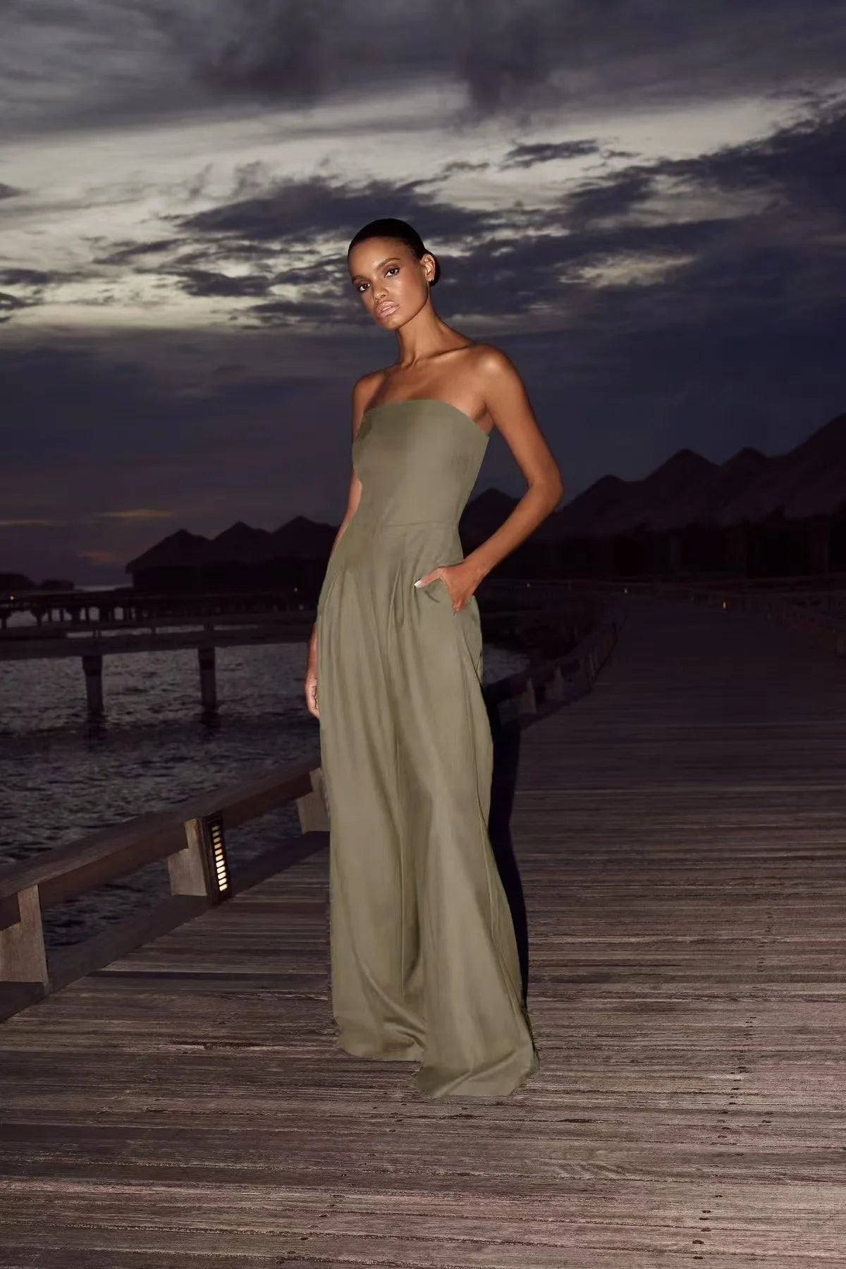 Y2K Strapless Wide Leg Summer Jumpsuit