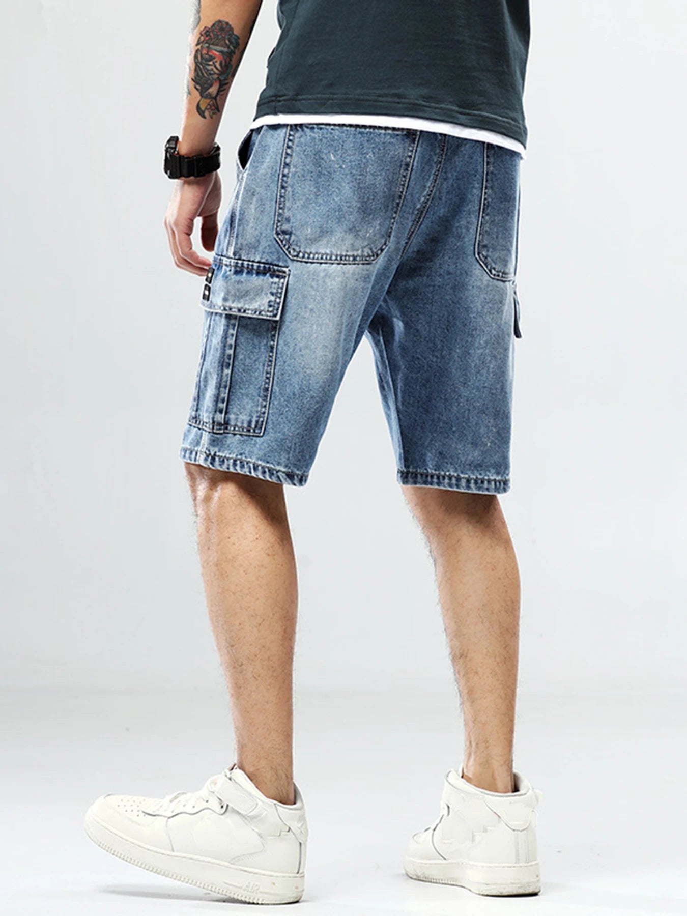 Hip-Hop-Cargo-Shorts aus Denim für Herren