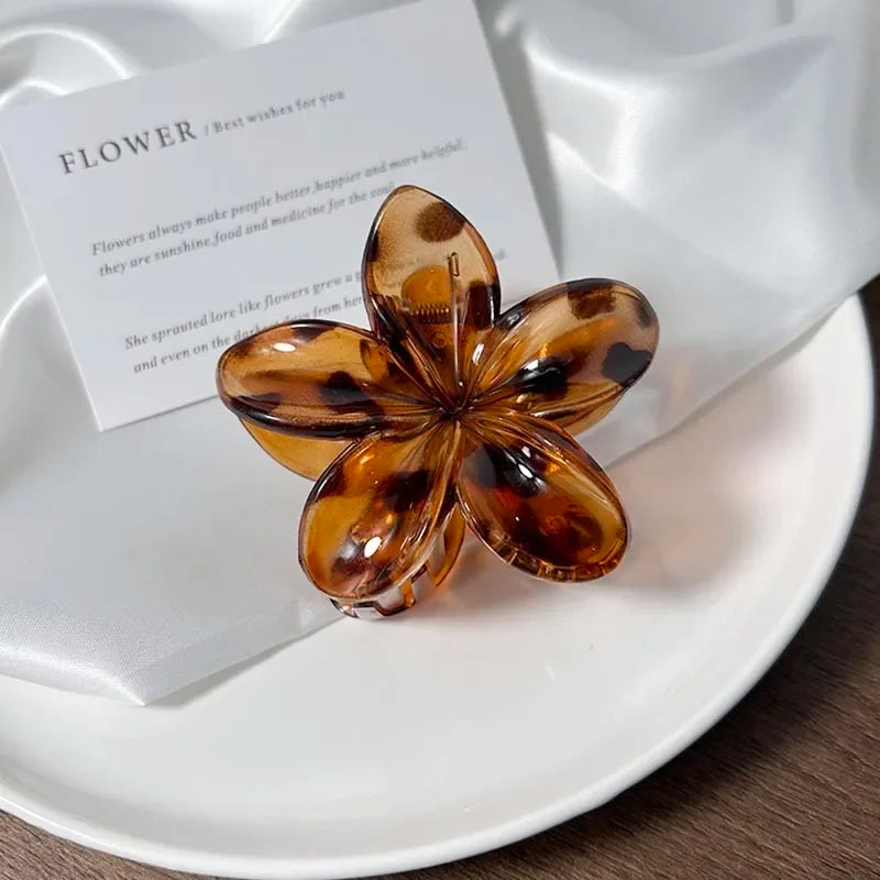 Vintage Brown Flower Hair Claw Clip
