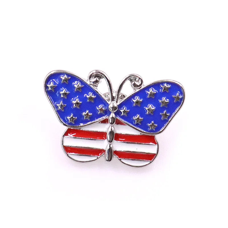 American Flag Rhinestone Brooch Pin