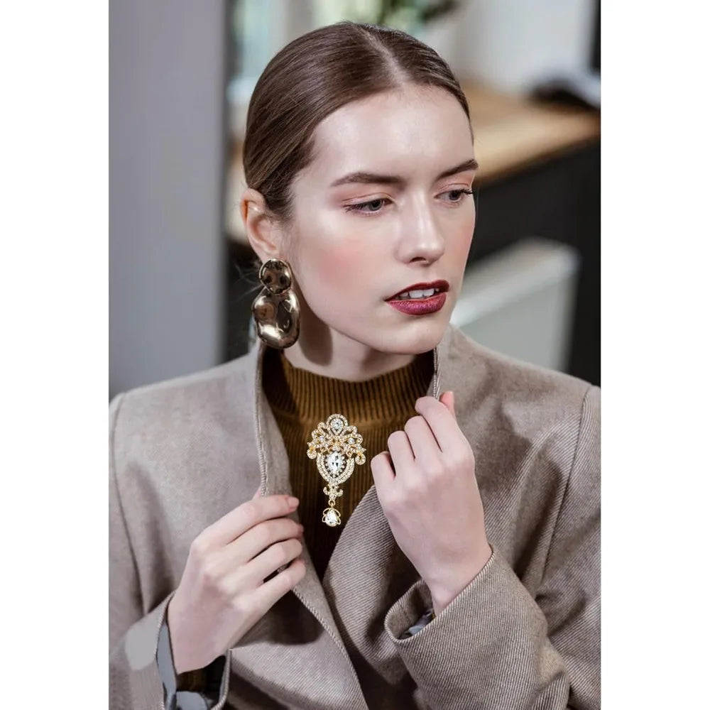 Vintage Rhinestone Flower Brooch Pin