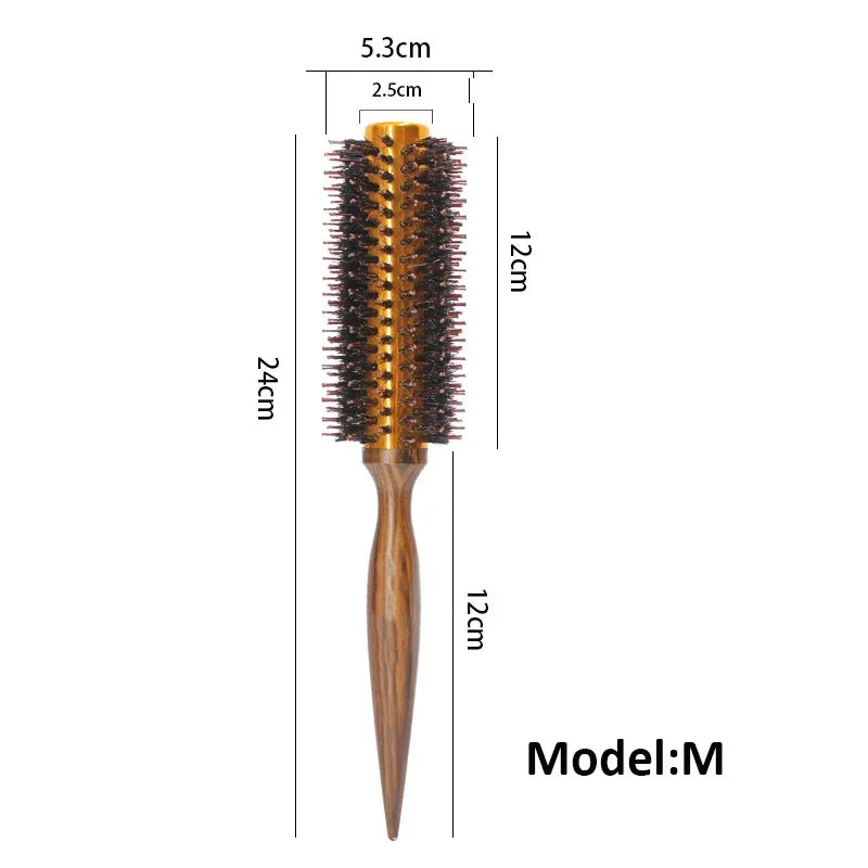 Boar Bristle Round Wooden Hair Brush