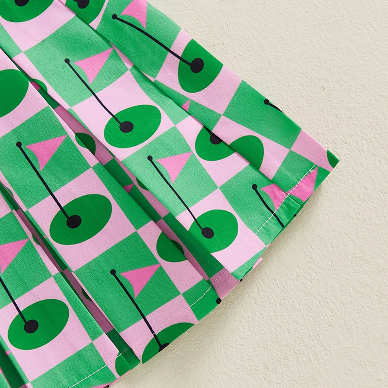 Girls Golf Print Skirt Set