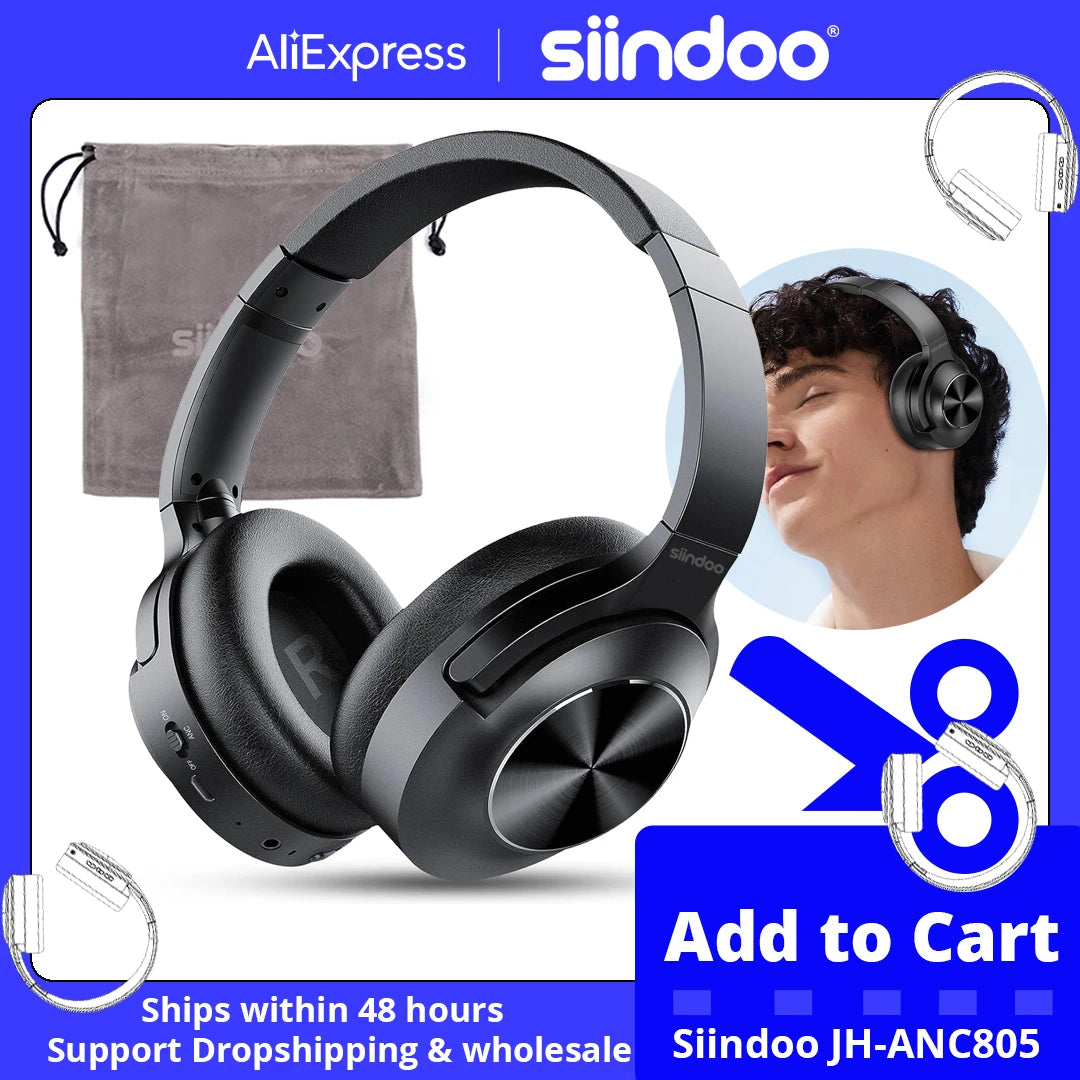 Siindoo ANC Wireless Bluetooth Headphones