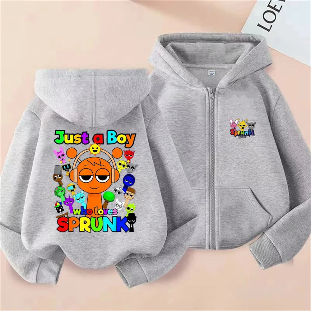 Sprunki Incredibox Kids Zipper Hoodie