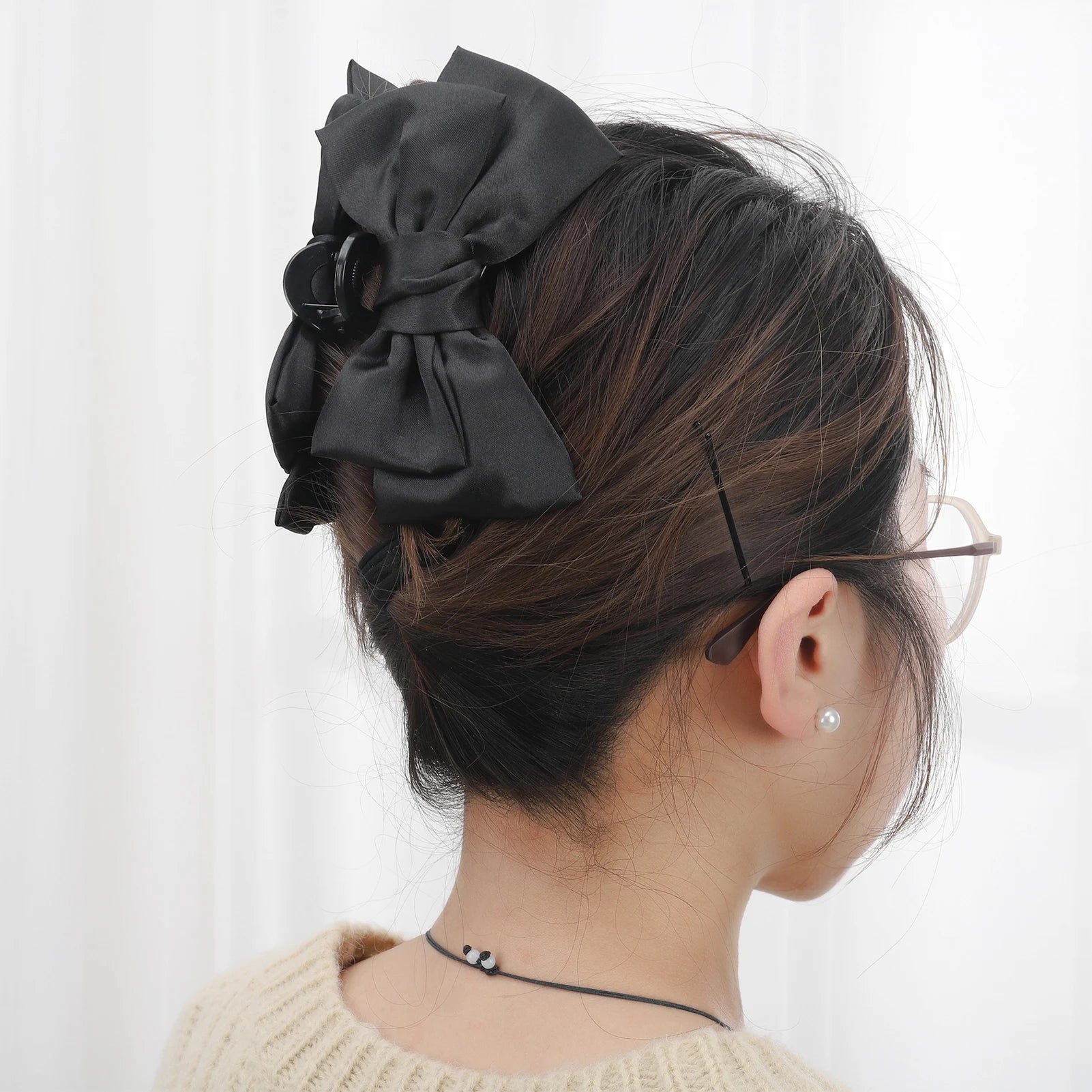 7PCS Big Ribbon Bow Hair Clips Set