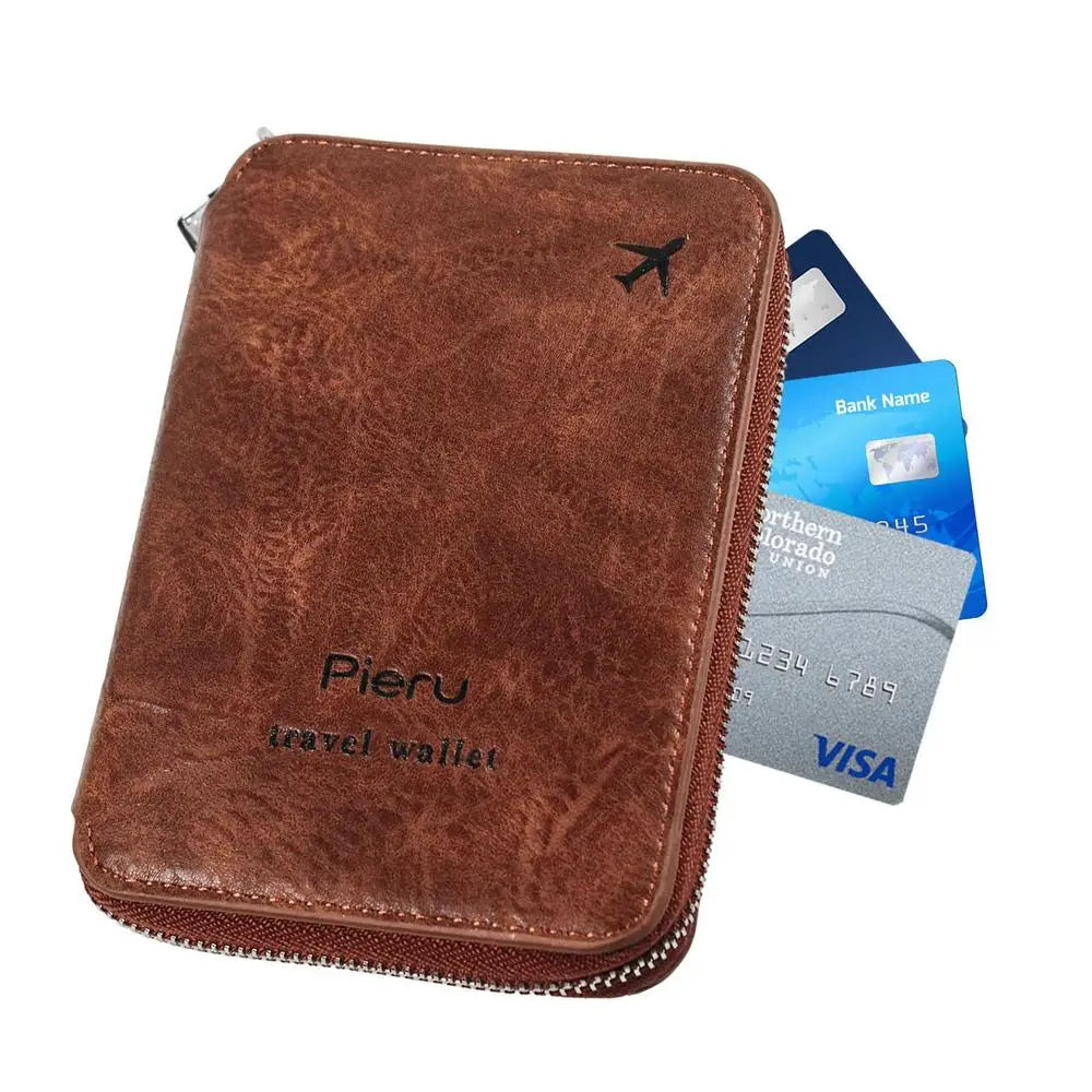 RFID PU Leather Passport Card Holder