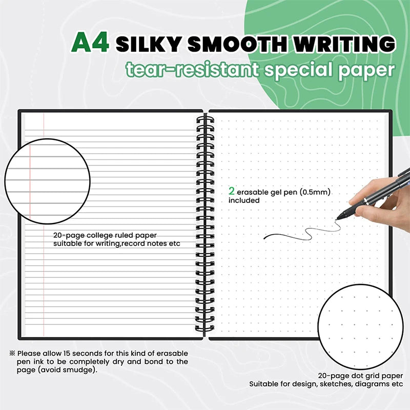 Smart Reusable A4 Notebook – Lined & Dots