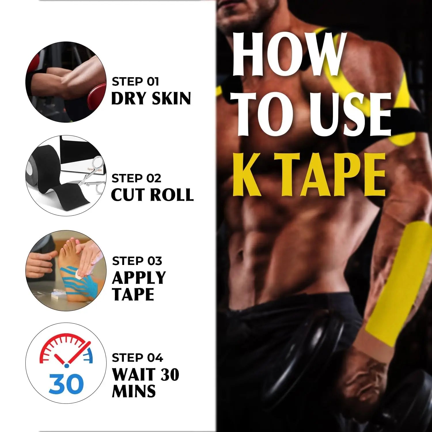 Waterproof Kinesiology Tape Roll 16ft