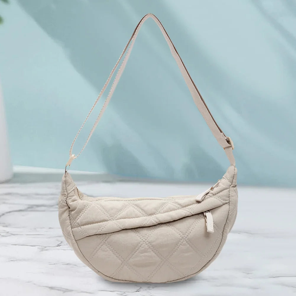 Nylon Zipper Hobo Crossbody Bag