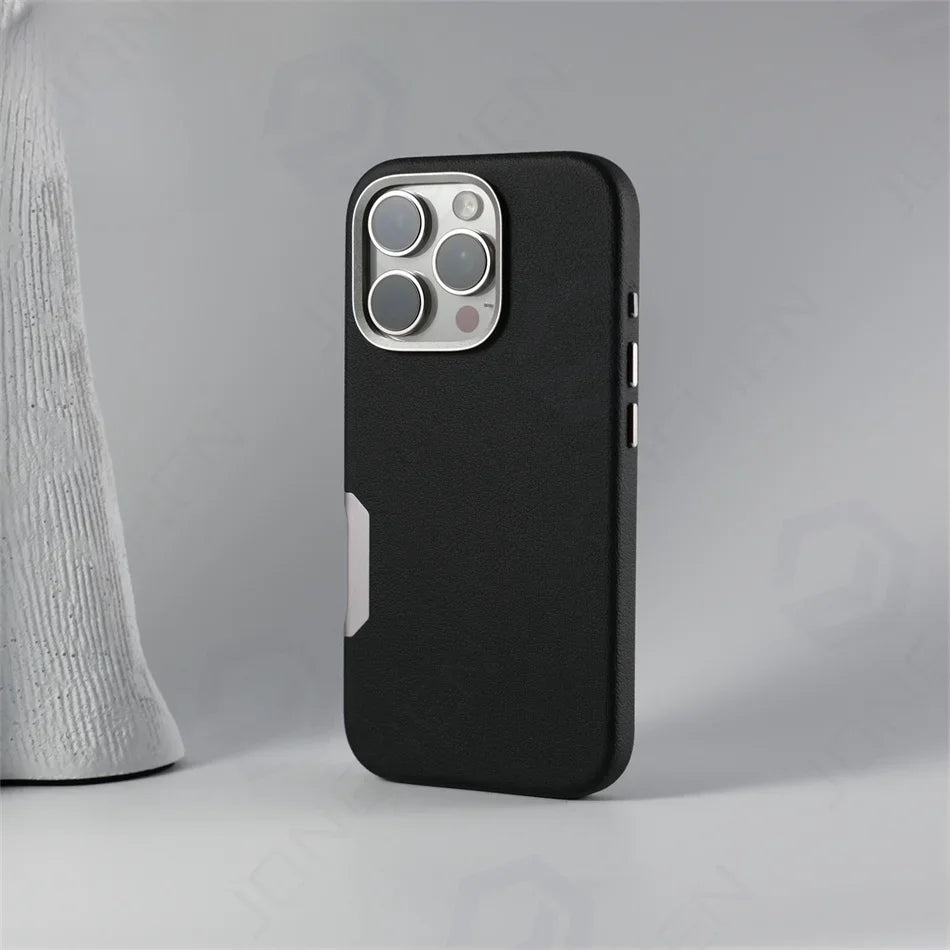 MagSafe Leather Alloy Camera iPhone Case