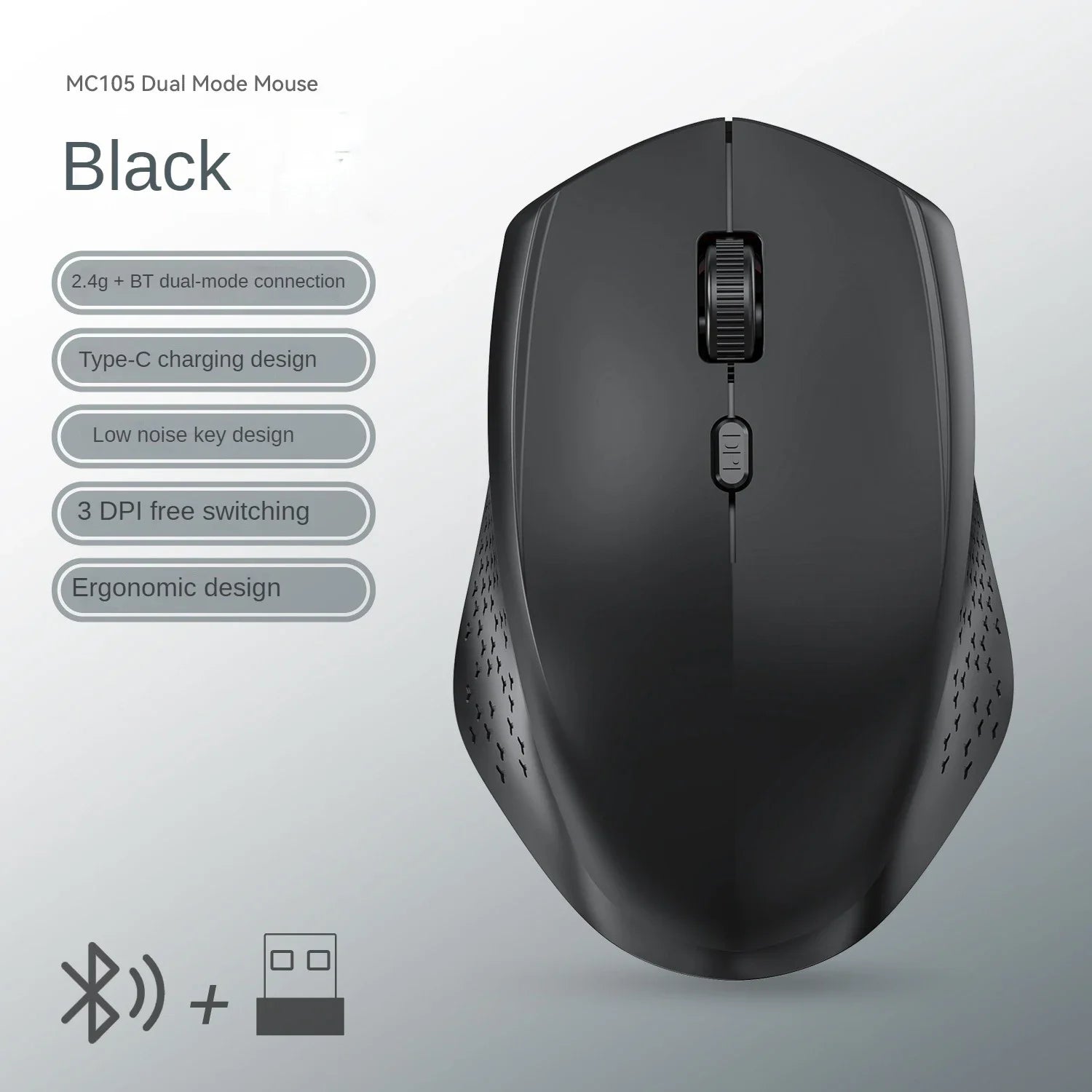 Bluetooth 5.2 Wireless Gaming Mouse 1600DPI