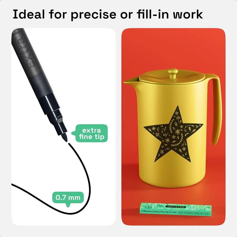 ARTISTRO Black Acrylic Paint Pens – 2 Pack