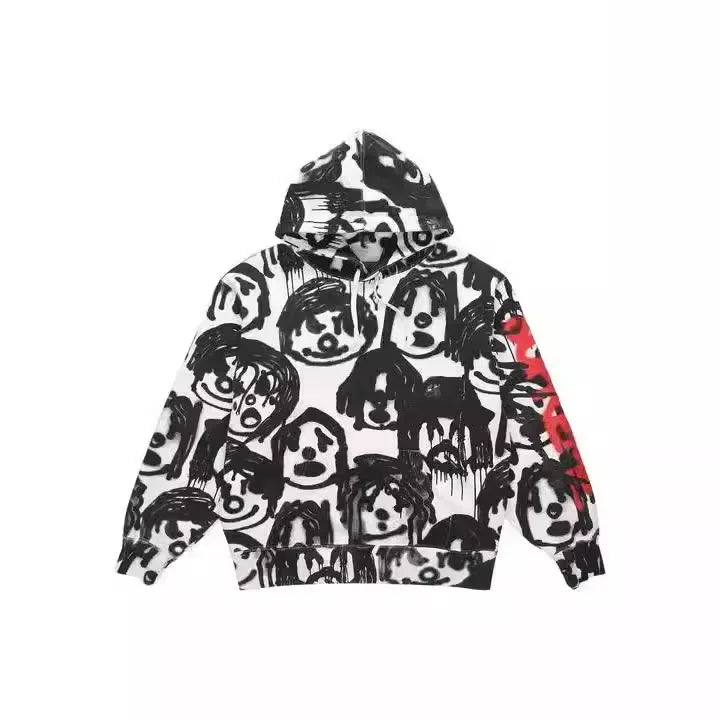 Y2K Cartoon Print Unisex Reißverschluss Hoodie