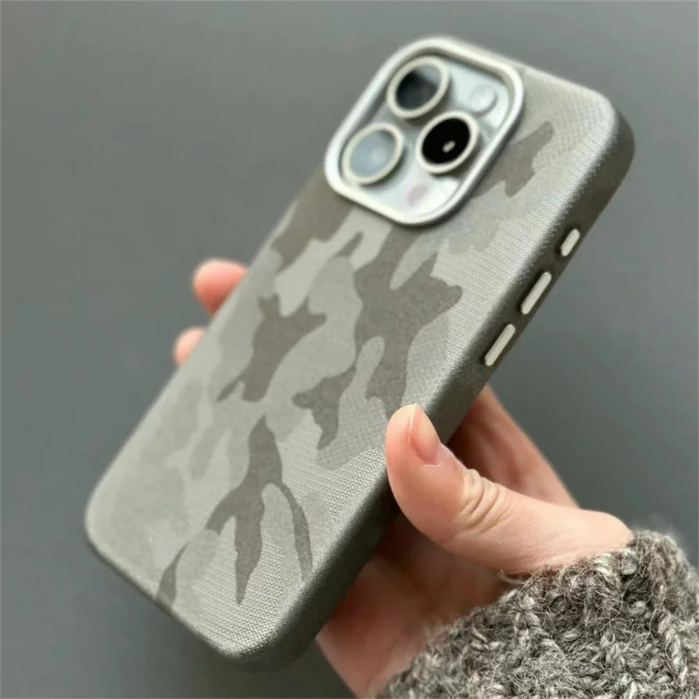 Luxury Camo Leather Magnetic Phone Case