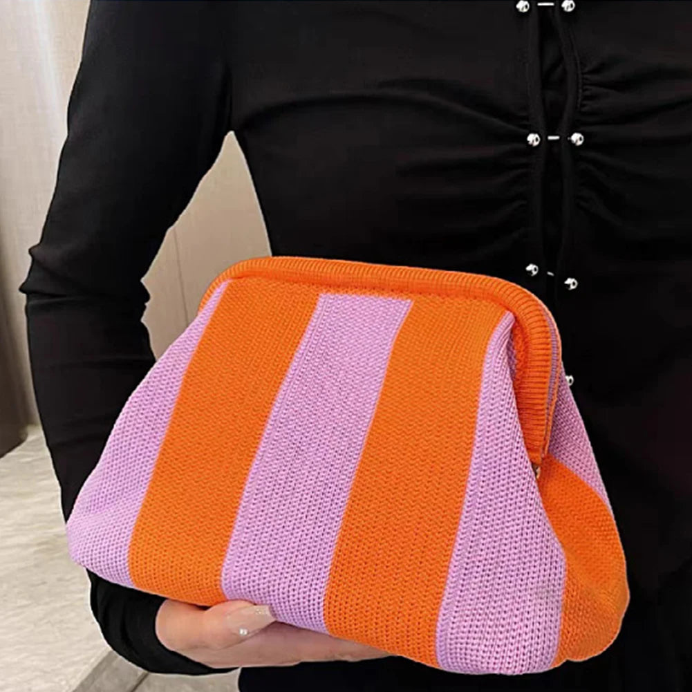 Colorblock Crochet Summer Clutch Bag