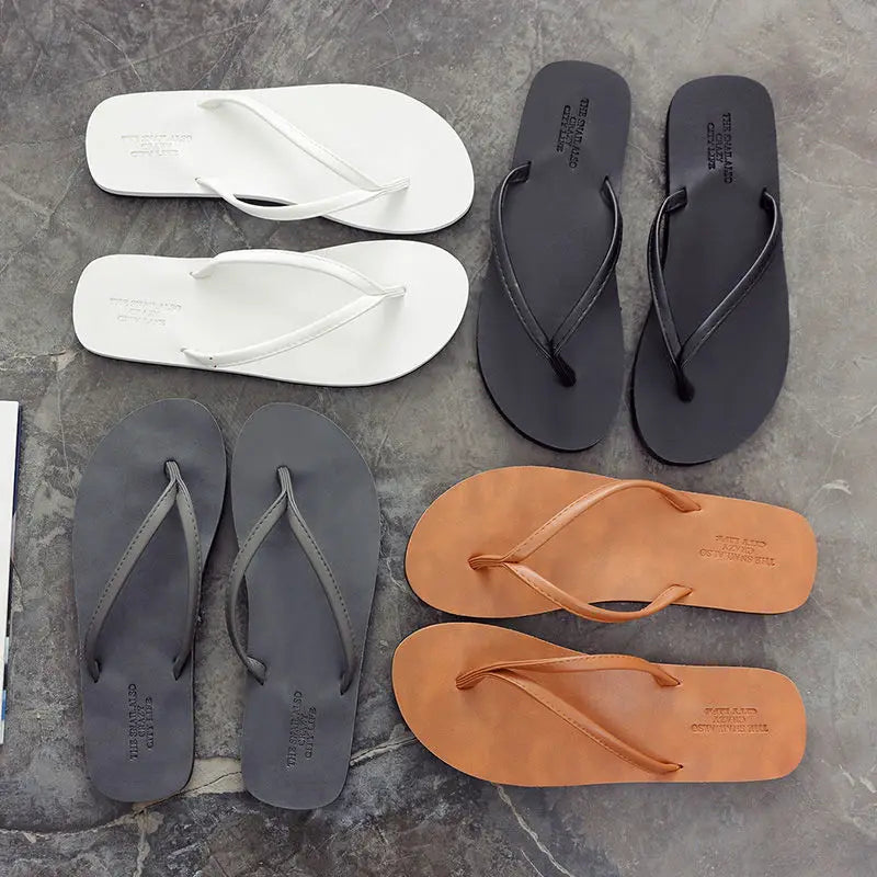 Men’s Anti-Slip Leather Flip Flops Summer