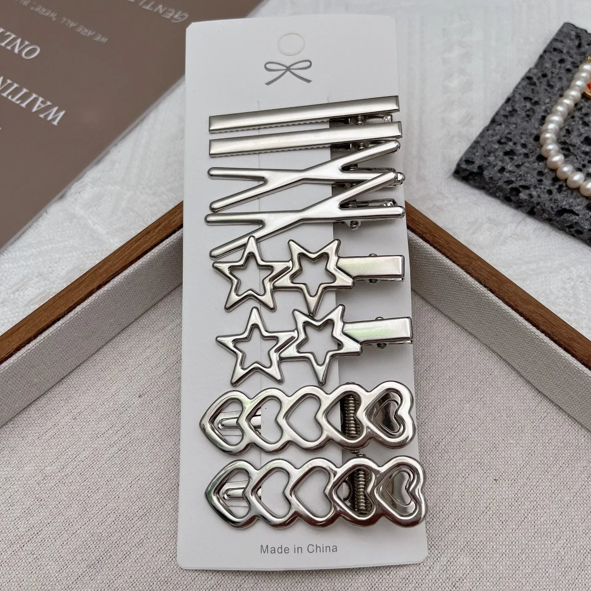 Y2K Silver Metal Duckbill Hair Clips