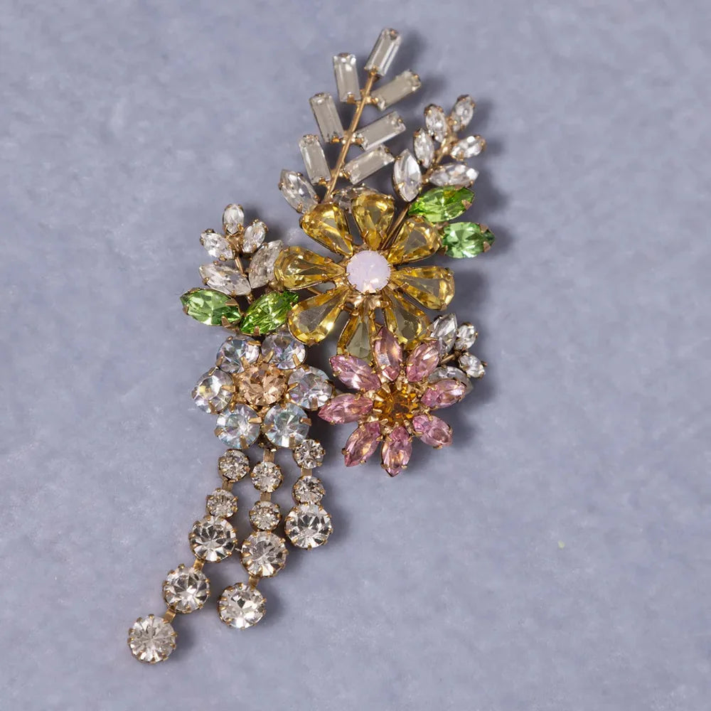 Stonefans Colorful Crystal Flower Brooch