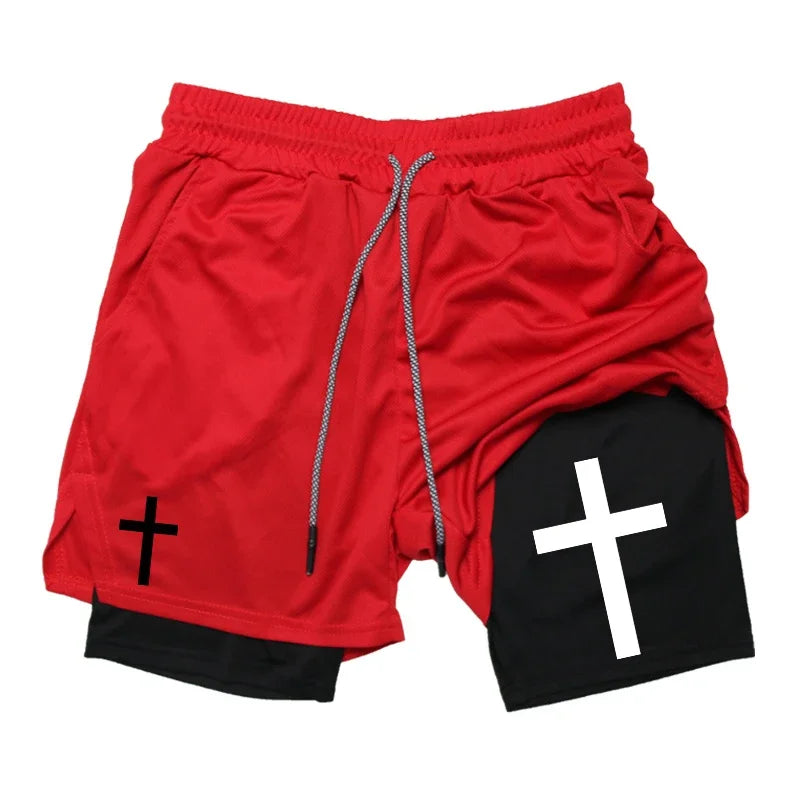 Cross Graphic 2-in-1 Workout-Laufshorts für Herren