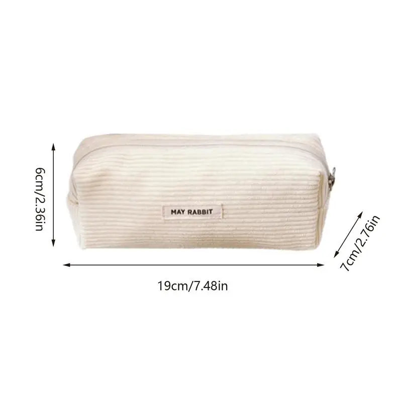 Corduroy Zipper Pencil Case Large Pouch
