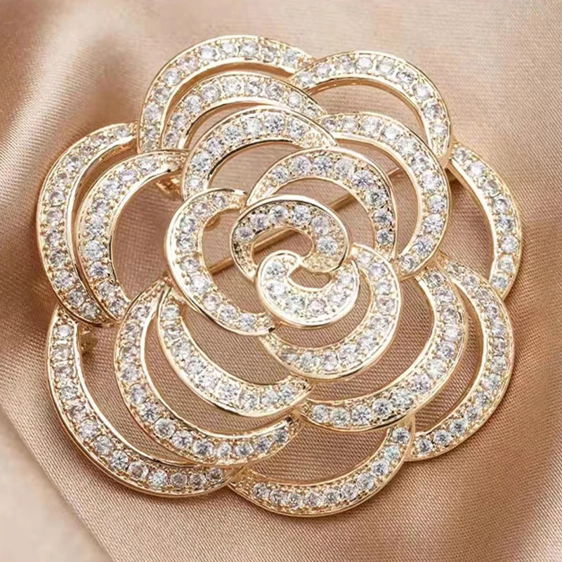 Vintage Rose Floral Alloy Lapel Pin
