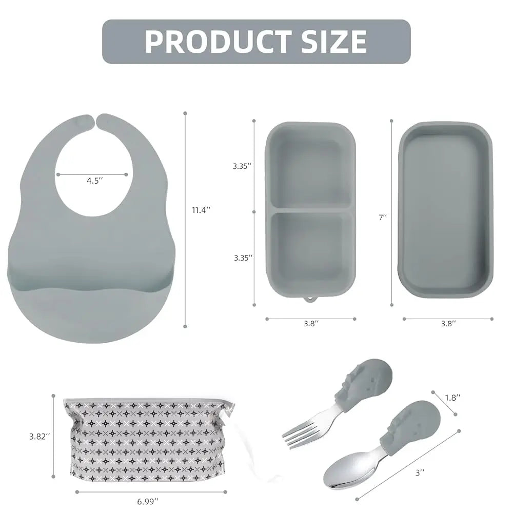 Travel Silicone Baby Feeding Set with Bag