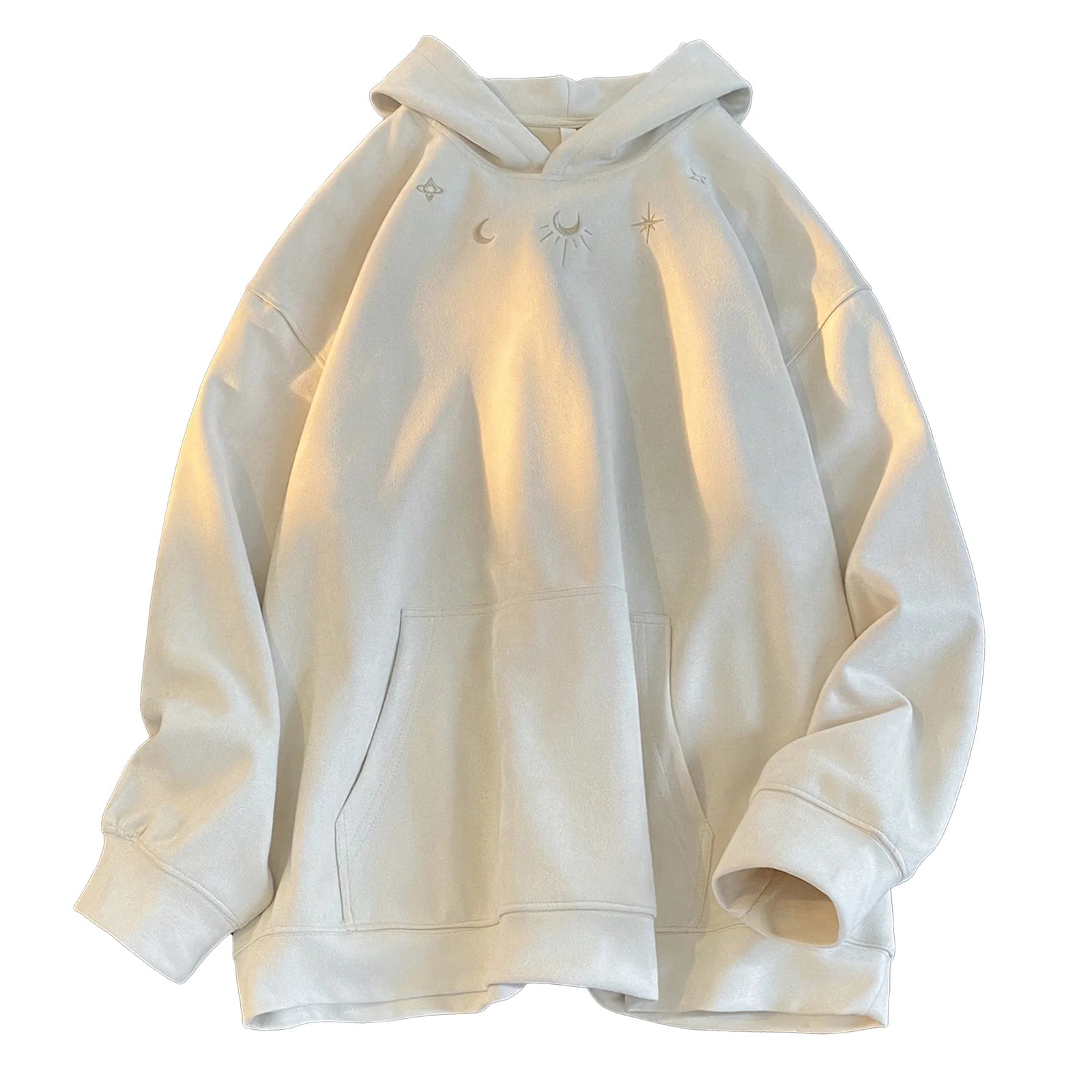 Retro-Hoodie aus Wildleder mit Stickerei für Herren