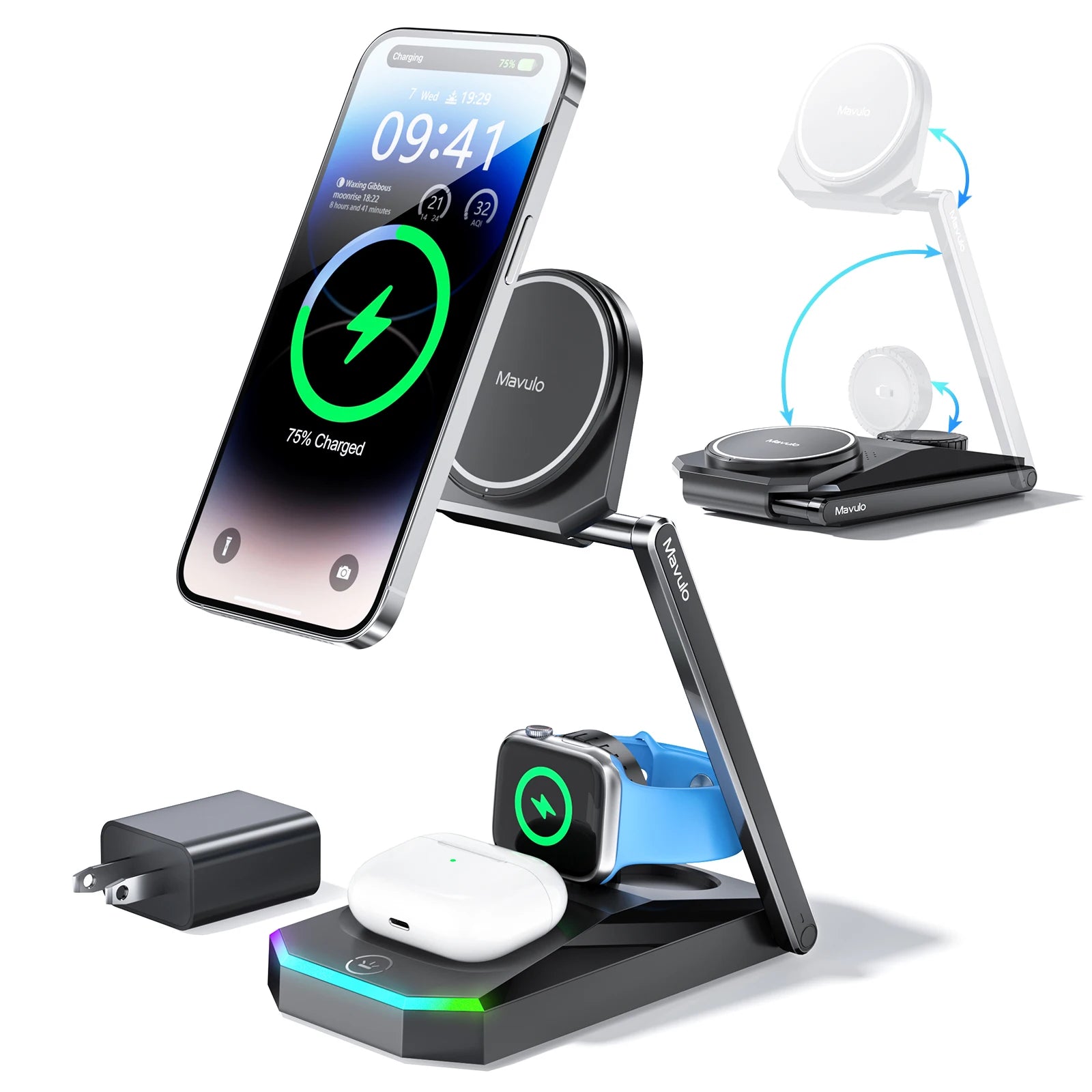 Foldable 3-in-1 Wireless Charger Stand