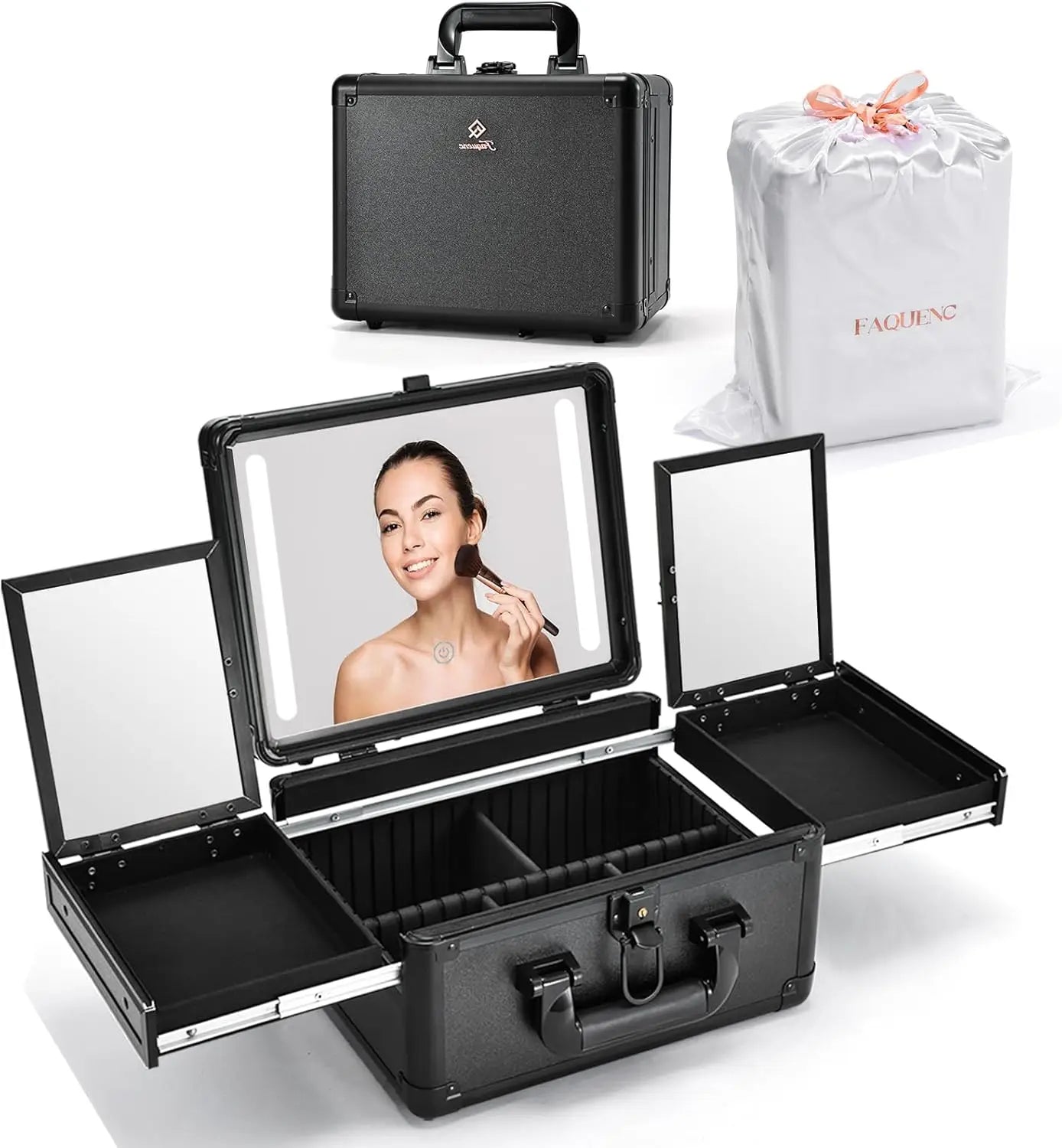 Make-up-Koffer mit LED-Spiegel-Organizer