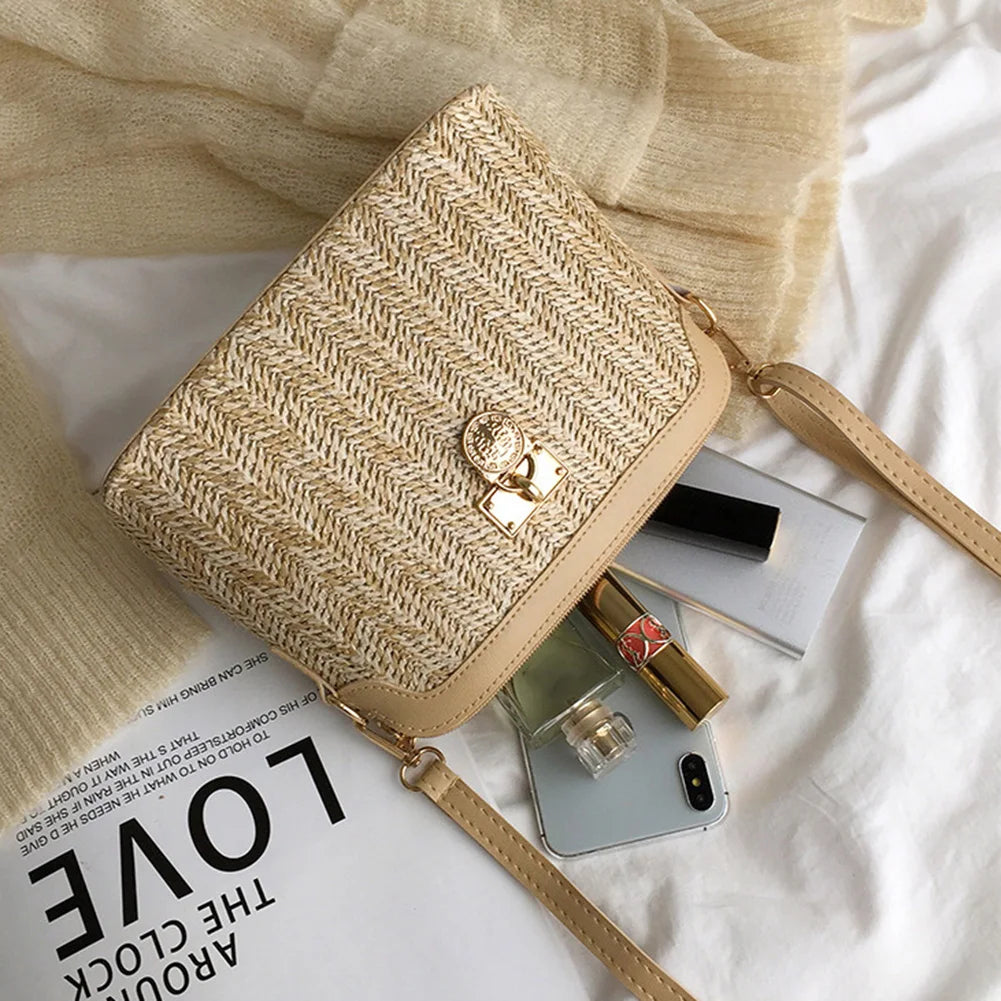 Straw Woven Crossbody Summer Travel Bag