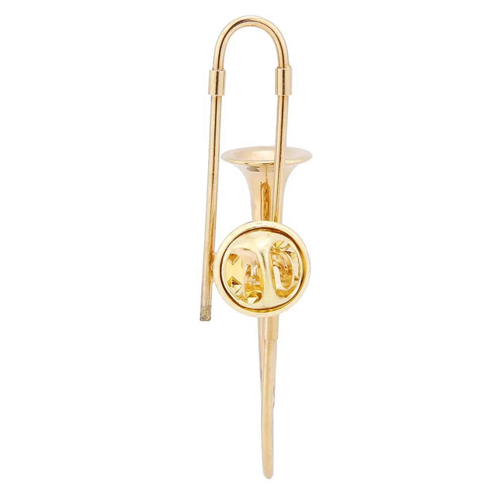 Mini Gold Trombone Brooch Gift Box