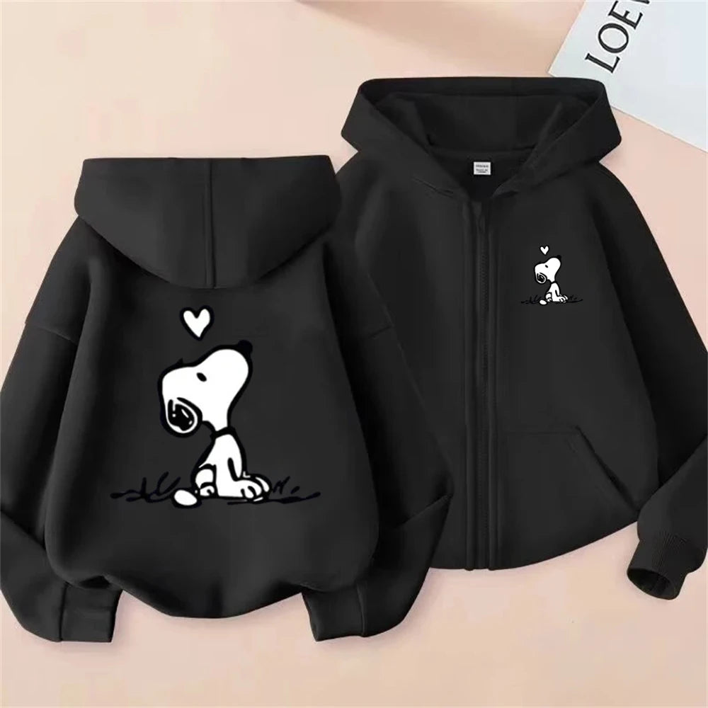 Disney Snoopy Kinder-Kapuzenpullover mit Reißverschluss – Rosa