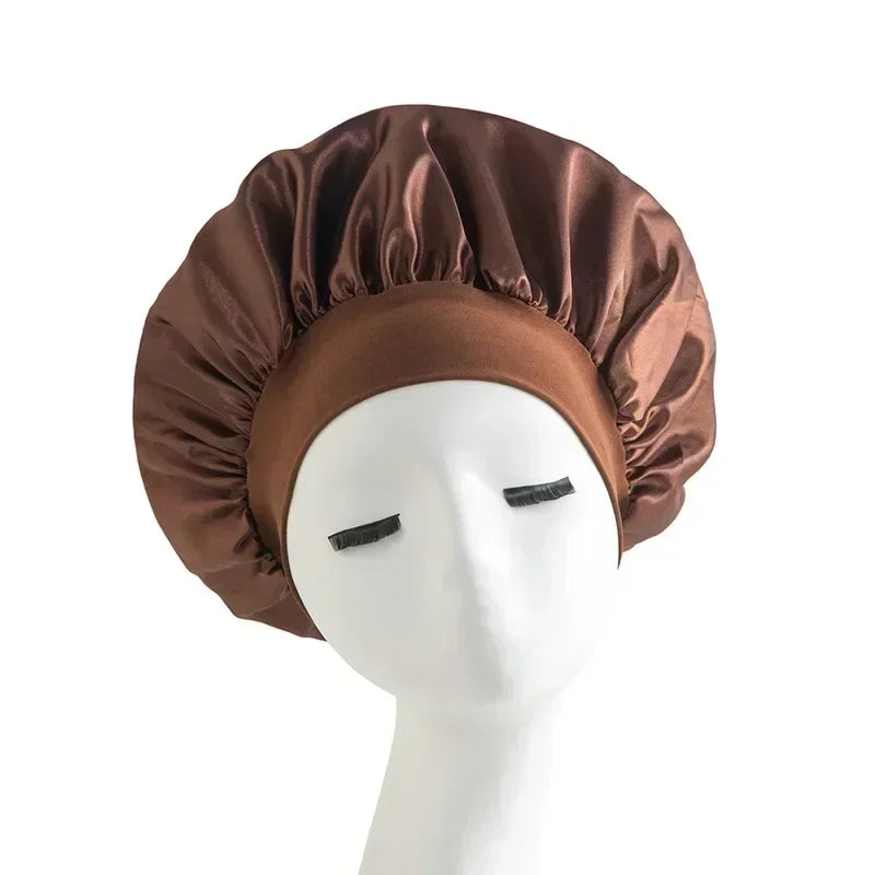 Satin Wide-Brim Silk Sleep Nightcap
