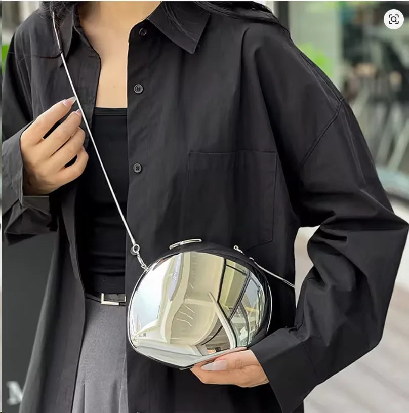 Acrylic Egg Shape Mirror Evening Clutch