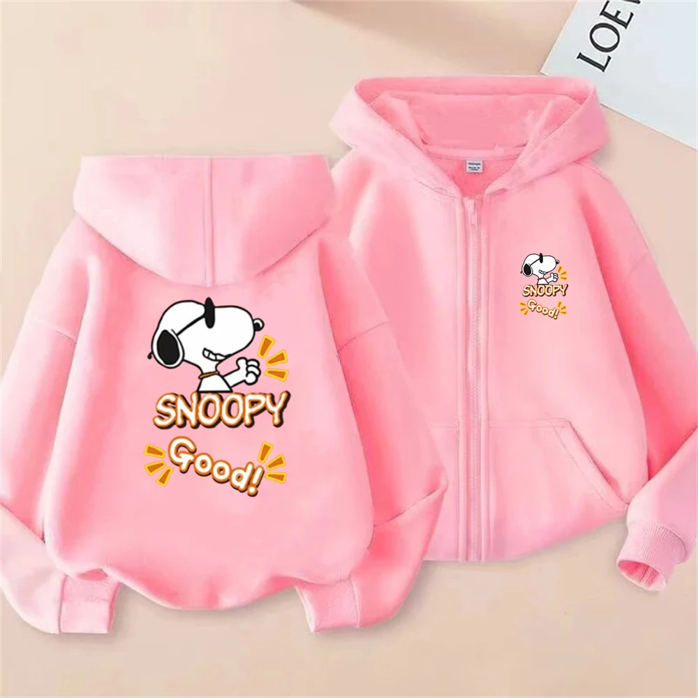 Disney Snoopy Kinder-Kapuzenpullover mit Reißverschluss – Rosa