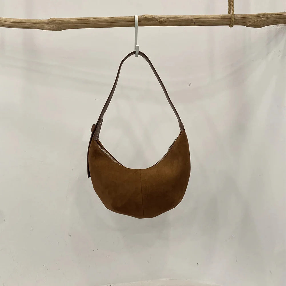 Women’s Suede Crescent Shoulder Bag
