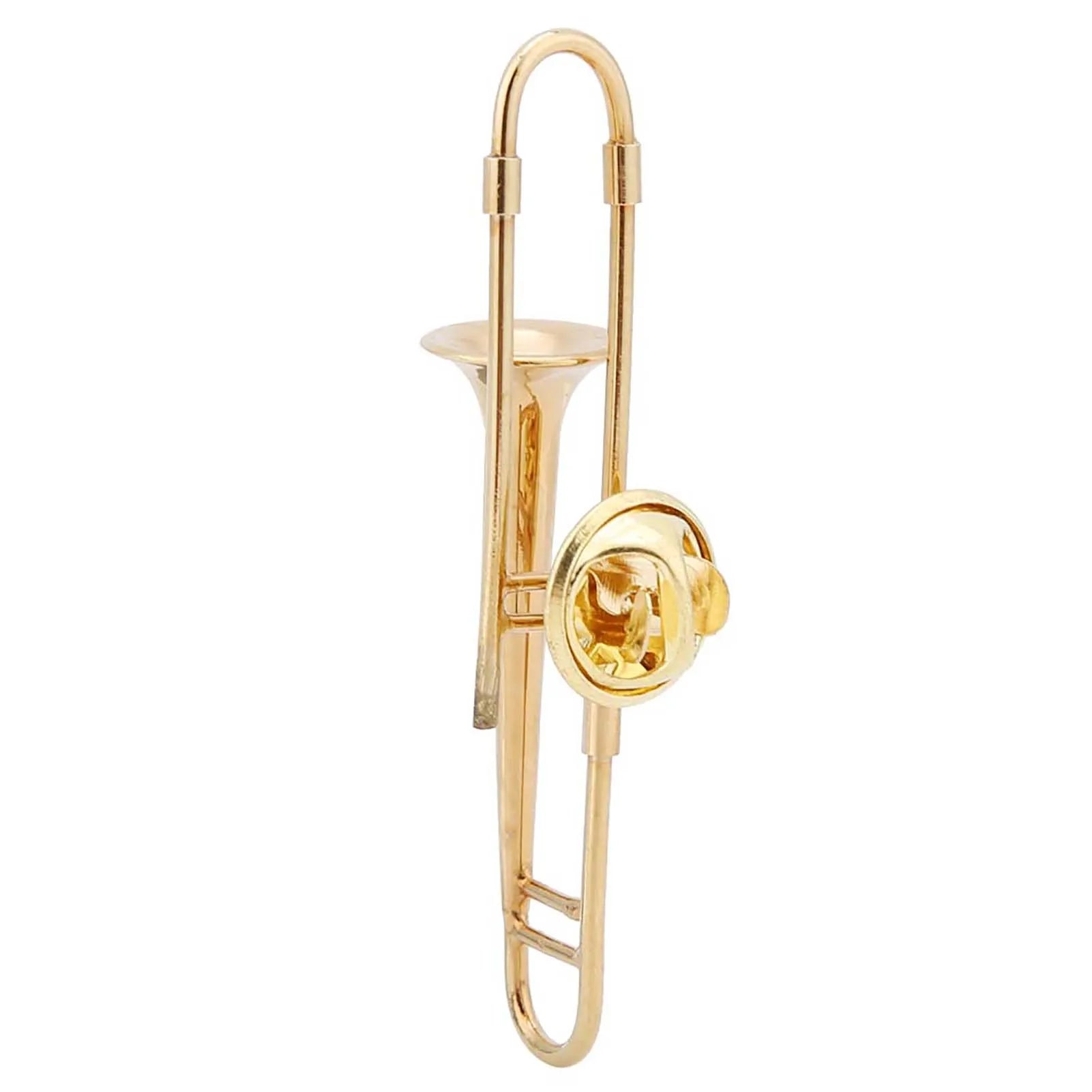 Mini Gold Trombone Brooch Gift Box