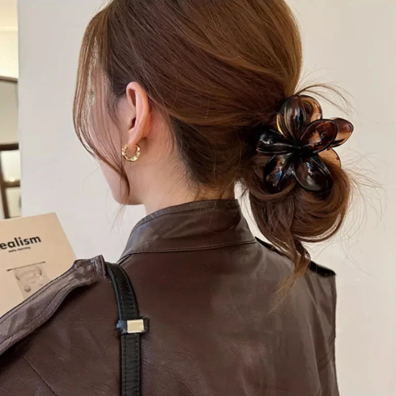 Vintage Brown Flower Hair Claw Clip