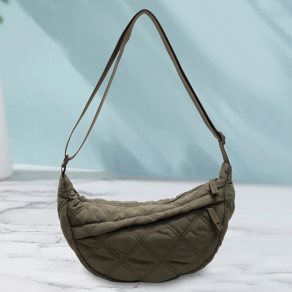 Nylon Zipper Hobo Crossbody Bag