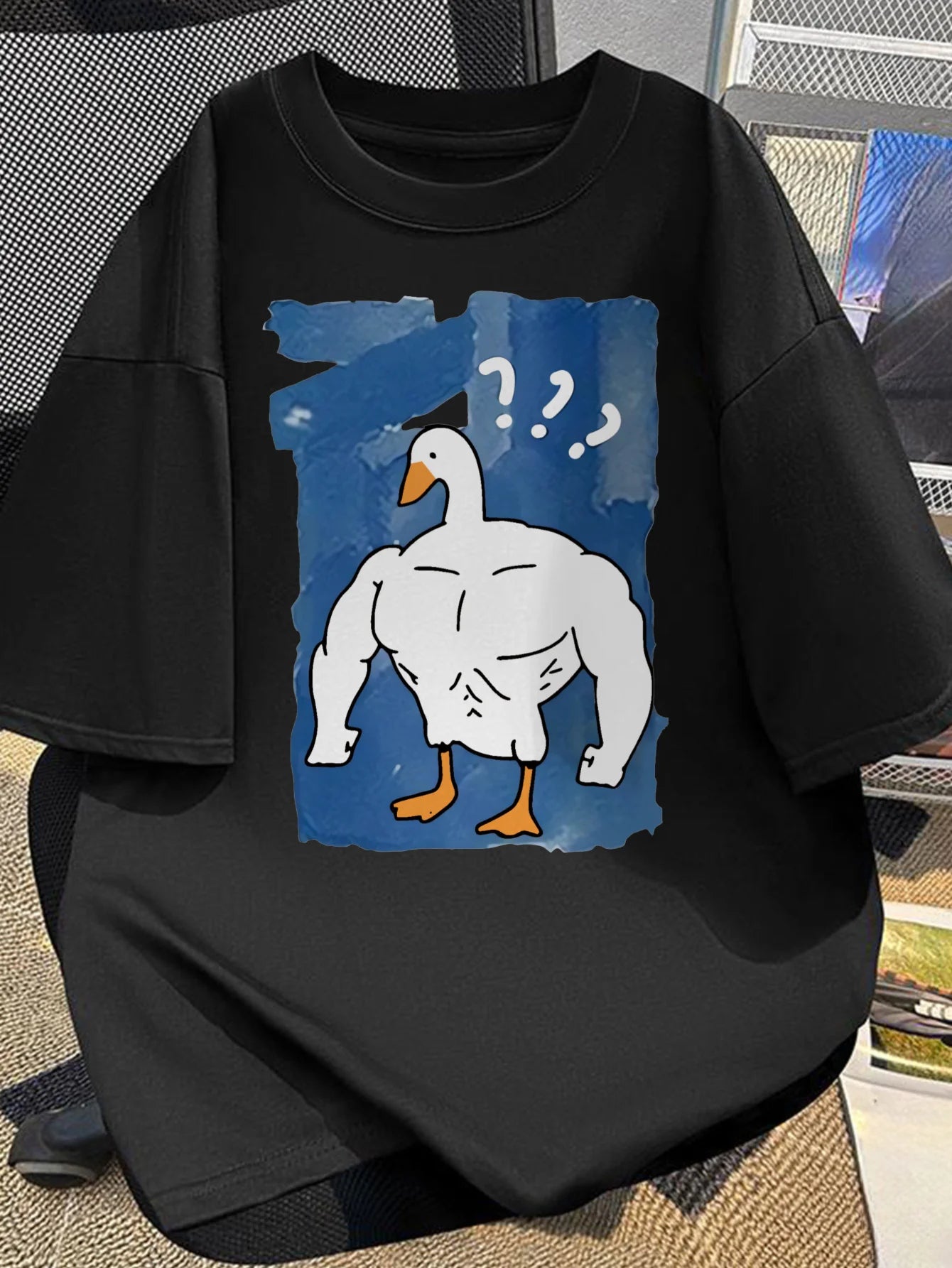 Cartoon Muscle Goose Cotton T-Shirt