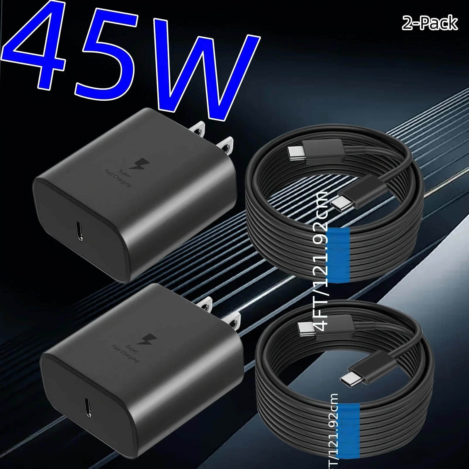 45W Super Fast Charger + 4FT USB-C Cable