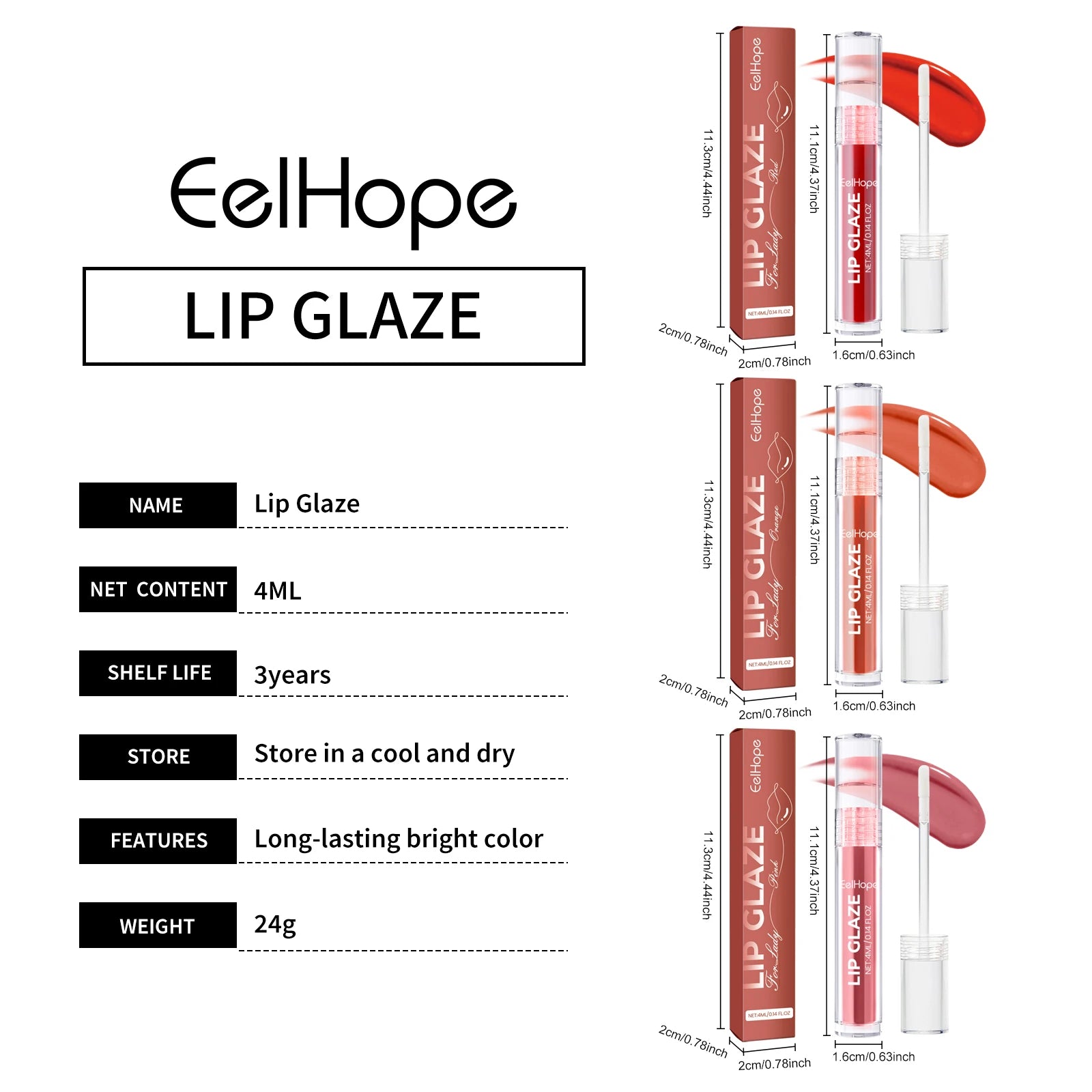 4PCS Long-Lasting Moisturizing Lip Gloss