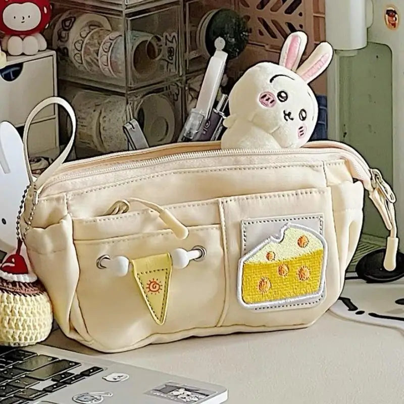 Cheese Pattern Large Pencil Pouch Bag