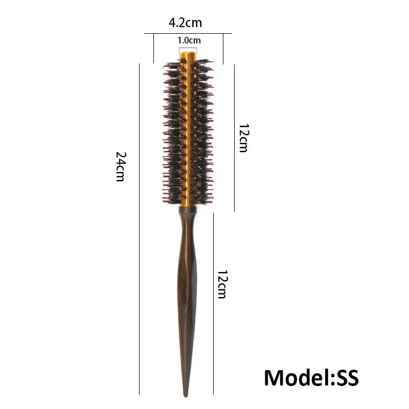 Boar Bristle Round Wooden Hair Brush